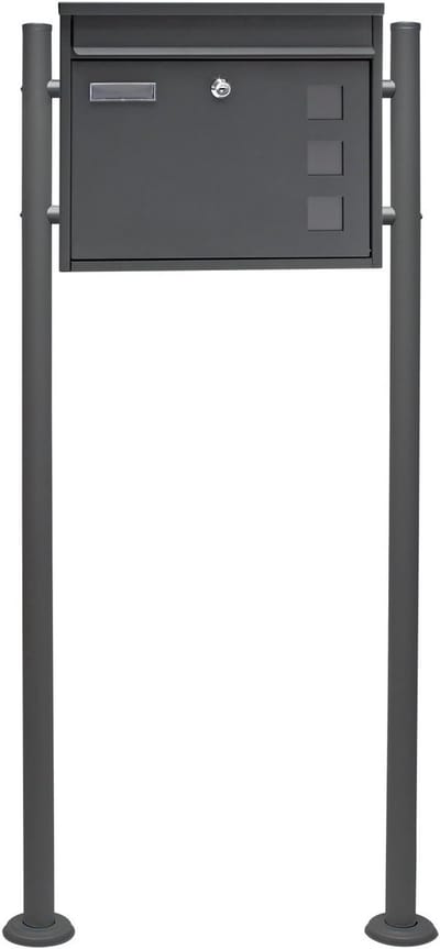 Brievenbus Set - Postbak - Post Ontvangen - Poedercoating - 120 cm Hoog - Antraciet