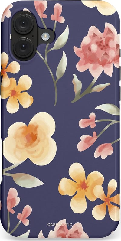 Casetastic hoesje geschikt voor Apple iPhone 16 Plus - MagSafe - Dubbellaagse bescherming - Bloesemnacht Marine - Fashion Case - Donkergrijs Zand Donkerblauw Grijs