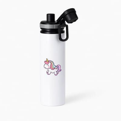 Hacebo® - Eenhoorn waterfles met draaidop grijs - Unicorn - Dieren liefhebbers - Fantasie dier - paarden - water fles - 850ML