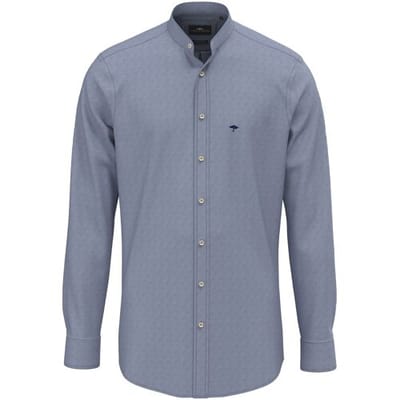 Fynch-Hatton Overhemd Solid Color Denim Stand-Up Collar Crystal Blue / male