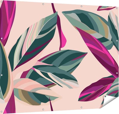 Gards Tuinposter Bloem Bladeren - Bloemen - Abstract - 150x120 cm - Tuindoek - Tuindecoratie - Wanddecoratie buiten - Tuinschilderij