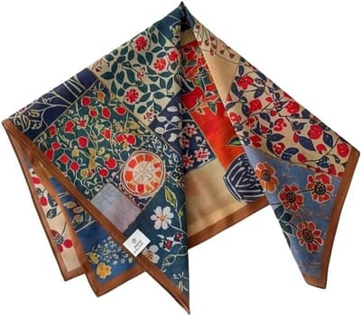Zijden Katoenen Sjaal - Hoofddoek Haarband - Stijlvol Accessoire - Met Bloemenprint - 66 x 66 cm - Rood