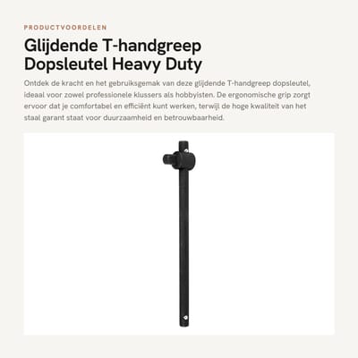 Dailygoods- Dopsleutel Heavy Duty - T-handgreep Ergonomisch - Glijdende Sleutel - Hoogwaardig Staal - Slijtvast - Compact Formaat - Steeksleutel