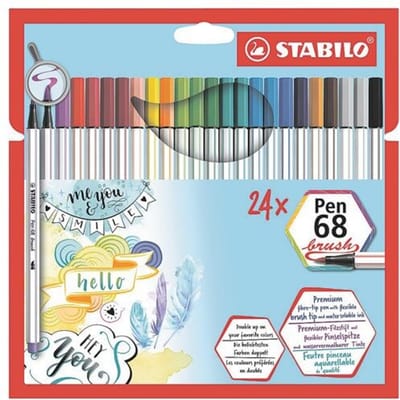 STABILO Pen 68 Brush - Premium Brush Viltstift - Etui 24 Stuks In 19 Verschillende Kleuren