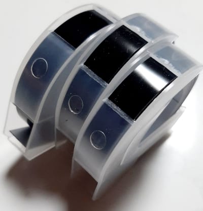 3 rollen labeltape 9mm x 3m - home creation relieftape geschikt voor lettertang - wit op zwart