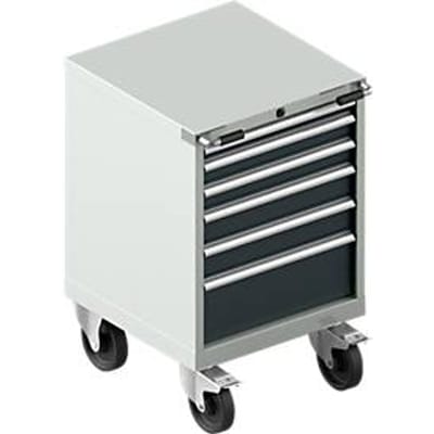 Mobiele gereedschapskast WSK 27-27, 6 laden, tot 75 kg, H 870 mm, individuele vergrendeling, staal, lichtgrijs/antracietgrijs
