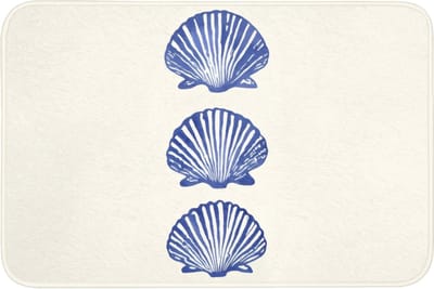 Badmat 90x60 cm - Antislip - Schelpen - Blauw - Patroon - Badmatten voor badkamer - Badkamermat - Douchemat - Badkamer mat