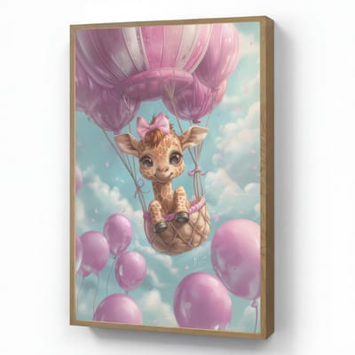 Nachtlampje 60x90 cm - Kinder lamp - Luchtballon - Giraf - Ballon - Wolken - Paars - Tafellamp kinderkamer draadloos - Slaapkamer lampje - Bedlamp kinderen - Kinderlampje - Wandlamp babykamer - Nachtlampjes