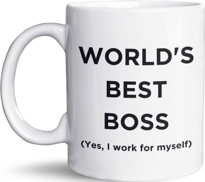 NietMokken.nl - Grappige mok "World’s Best Boss (Yes, I Work For Myself)" - Keramische beker 325 ml - Beide zijden bedrukt - Magnetron- en vaatwasbestendig - Perfecte tas voor zzp’ers en ondernemers - Leuk als cadeau!