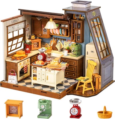 Miniatuurhuis Bouwpakket - 3D Puzzel Huis - Hobby Ambacht - Geen Lijm Nodig - Schaal 1:18 - Bruin