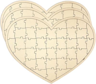 Houten Hart Puzzel - Onafgewerkte Puzzel - DIY Knutselen - 39 Stukjes - 30 x 40 cm - Natuurlijk Hout