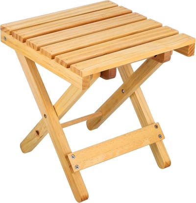 Houten Klaptafel - Bijzettafel Plantenstandaard - Buiten Genieten - Draagbaar Ruimtebesparend - 28x26 cm - Lichtgeel