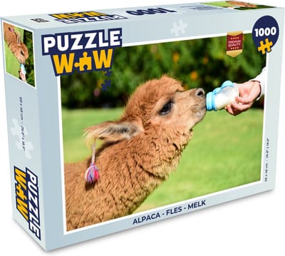 Puzzel Alpaca - Fles - Melk - Legpuzzel - Puzzel 1000 stukjes volwassenen