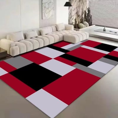 Tapis Flottants de Luxe Nordique pour Salon Tapis Doux pour Chambre à Coucher Tapis de Chevet Grande Surface Géométrie Vestiaire Tapis de Sol Antidérapant 60*90cm