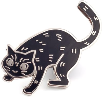Pinets Animals - Broche - Zwarte Kat - Zilveren Contouren