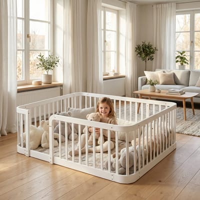 Baby box - 140x200 - Modulair baby box met veilige spijlafstand en afgeronde hoeken - kunststof - wit