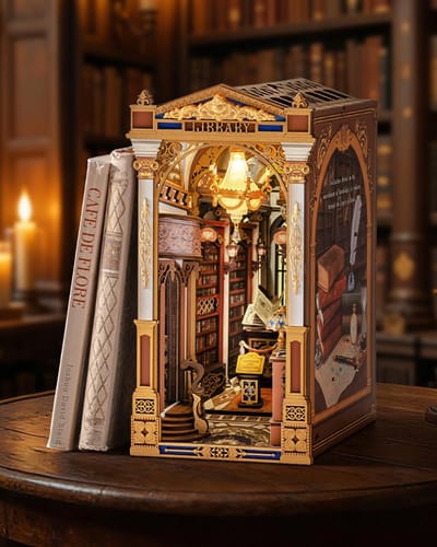 Dailygoods- Book Nook Miniatuurhuis - Library of Wonders - 3D-puzzel - Diorama-kit - Uniek cadeau - 258 lasergesneden stukken