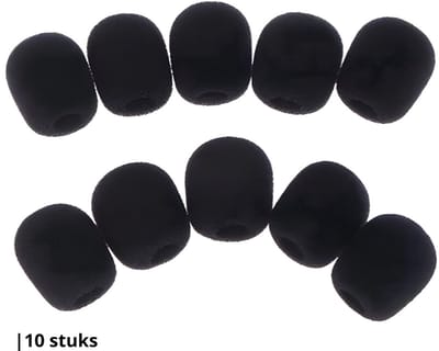 Knaak Microfoon Windkap - Headset - Cover - Plopkap - Cap - Windshield - 25x20mm - Zwart - 10 stuks