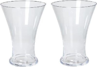 Vaas voor tulpen/bloemen - 2x - taps uitlopende glazen - boeketjes 30 cm - bloemenvaas