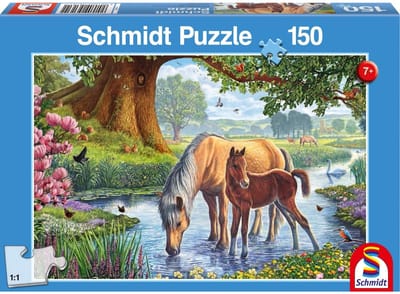 Schmidt Spiele - Puzzel - 150 Stukjes - Paarden bij de Beek (Konie nad potokiem) - Premium Kwaliteit