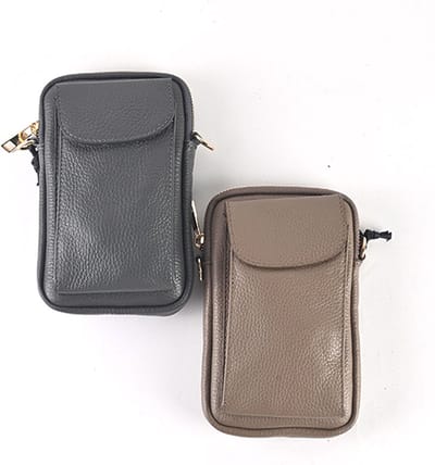 Giuliano lederen telefoontasje Anna - Donkergrijs - Dames- Made in Italy