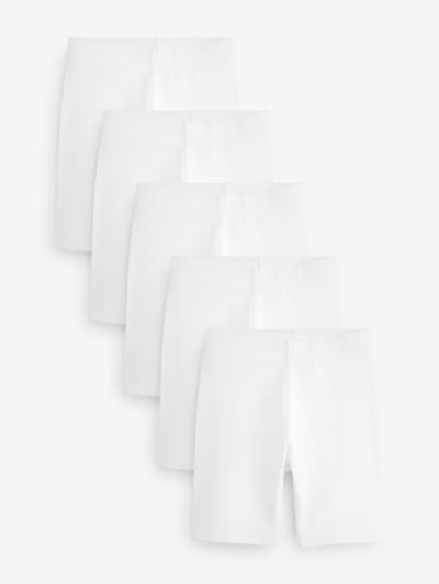 Next - Meisjes - Set van 5 lange fietsshorts met stretch en hoog katoengehalte - Wit