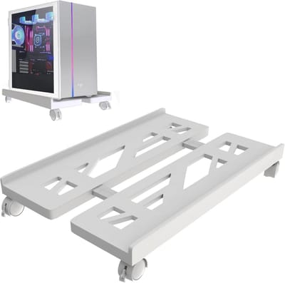 Dailygoods- CPU-standaard verstelbaar - desktopstandaard - met wielen - roestvrij staal - 19,8-30 cm - 40 cm lengte, 20-31 cm breedte - Computerstandaard