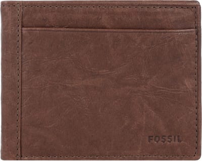 FOSSIL Leren Kaarthouder Neel Bifold With Flip ID Brown Bruine