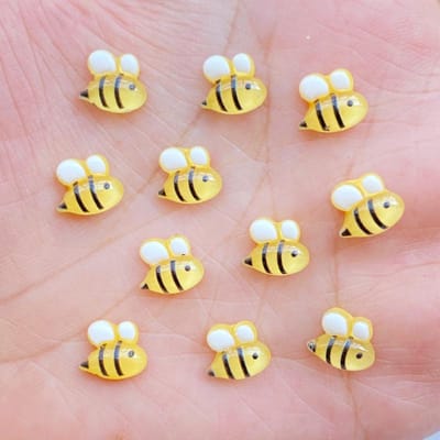 50 100 Stuks Nieuwe Mini Kawaii Cartoon Honingbij Hars Scrapbook Strass Steentjes 3D Voor Diy Manicure Accessoires Decoraties 100pcs