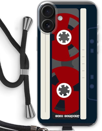 Case Company® - Hoesje met koord geschikt voor iPhone 16 Plus hoesje met Koord - Here's your tape - Telefoonhoesje met Zwart Koord - Bescherming aan alle Kanten en Over de Schermrand