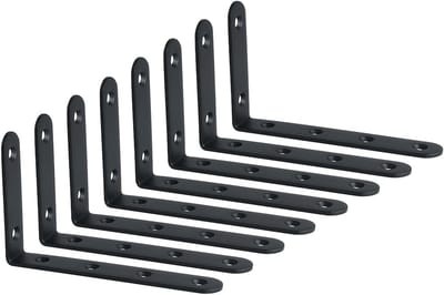8 Stuks Hoekbeugels voor Wandmontage - Zware Stalen Steunen voor Planken en Meubels, Mat Zwart Afwerking