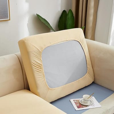Zomer elastische bankkussenhoes voor meubelbeschermer bankstoelhoezen huisdieren wasbare bankkussenhoes verwijderbare woonkamer Normal Size (S)-1pc beige