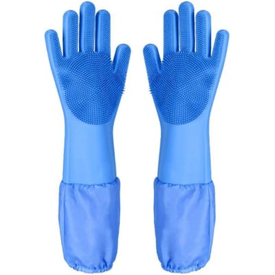 Siliconen Huisdier Verzorgingshandschoenen Handhuid Bescherming Hond Schoonmaakhandschoenen Zachte Hond Baden Handschoen Voor Hondenharen Gezonde Puppy Benodigdheden Decor blauw