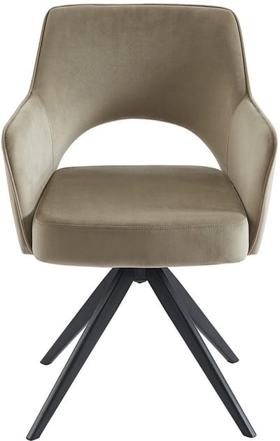 Vente-unique Draaistoel met armleuningen van velours en zwart metaal - Beige - KONYA