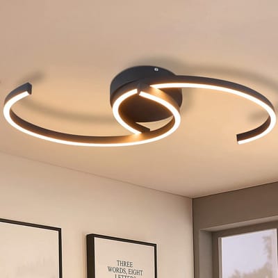 NETTLIFE Plafondlamp LED - Zwart - 60cm - 3000K Warm Wit Licht - Metaal - 24W - Moderne Keukenverlichting - voor Woonkamer | Slaapkamer | Gang