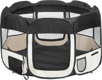 Topmast Nylon Puppyren - Zwart - Opvouwbaar - 60 cm Hoog - Lichtgewicht - Achthoekig - Hondentent - Puppytent - Opvouwbare Ren