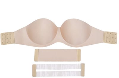 ATTREZZO® Strapless Push up BH - Variabel 70A tot 80A - Open rug - Beige