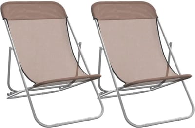 Opvouwbare strandstoelen Set van 2 - Tuinstoelen met Stalen Frame - Bruin