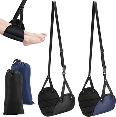 Verstelbare Voetsteun voor Volwassenen en Kinderen, Ideaal voor Reizen, Comfortabele Voet Hammock voor Onder Bureau en Lange Vluchten, Verhoogt Comfort en Ontspanning