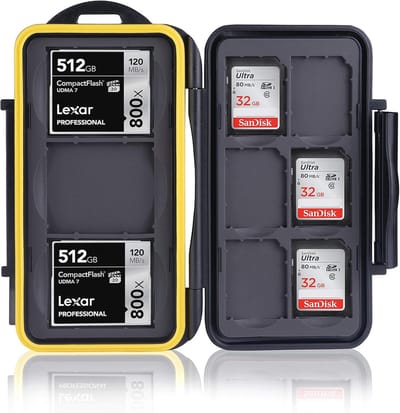 Geheugenkaart Beschermhoes voor 3 CF en 6 SD Kaarten - Schokbestendig en Waterdicht - Compact en Lichtgewicht - Ideaal voor Fotografie en Videografie