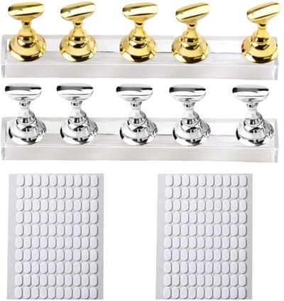 Dailygoods- Nagelstandaard 2 Stuks - Nagelhouder - Display Houder - Doe-Het-Zelf Nagelkunststandaard - Magnetische Nageltips - Inclusief 200 Stickers