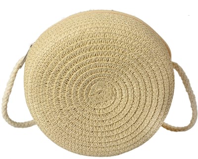 Clayre & Eef Handtas Ø 14x8 cm Beige Papierstro