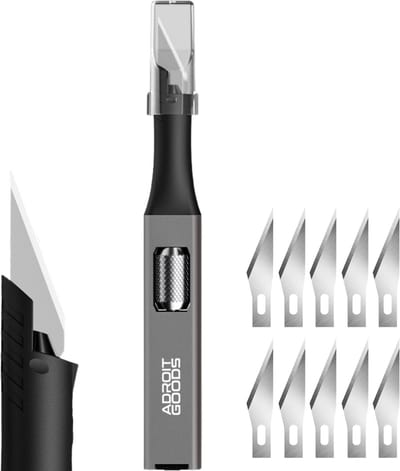 AdroitGoods Premium Precisiemes set – Duurzaam & Veilig Snijgereedschap - Snijmes - Hobbymes - Inclusief 10 mesjes - Grijs