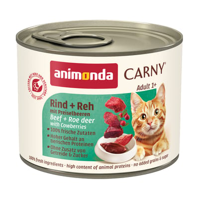 Animonda Carny Adult - Rund met Hert en Koebes - 6 x 200 gram