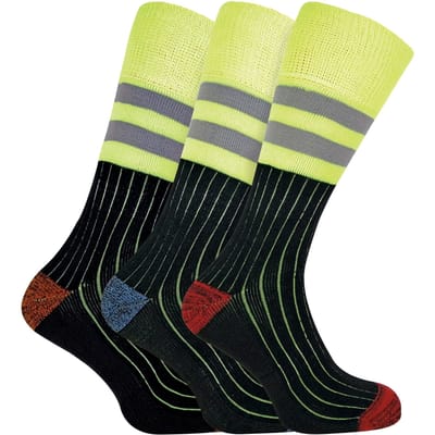3-Pack Heren Zware Katoenen Hi-Vis Werk Sokken