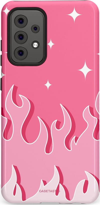 Casetastic Hoesje Geschikt voor Samsung A52 (4G/5G/s) - Stijlvolle Beschermende Duo-layer Case - Roze Vlammen