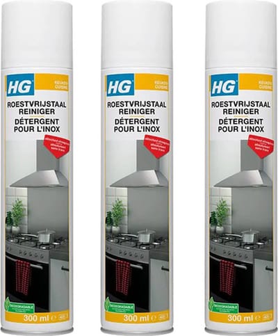 HG Roestvrijstaal Reiniger 3-pack met KD spons
