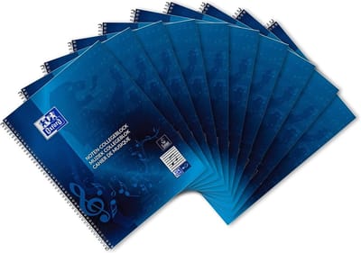 Notitieblok A4 - 50 vellen - licht blauw gelinieerd - stevige spiraalbinding - makkelijk scheurbaar - EU Ecolabel - Pack van 10