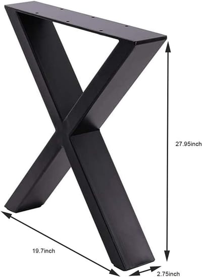 Set van 2 Stalen X-Poot Tafelonderstel - Zwart Metalen Tafelpoten voor Eettafel of Bureau (Hoogte 71 cm)