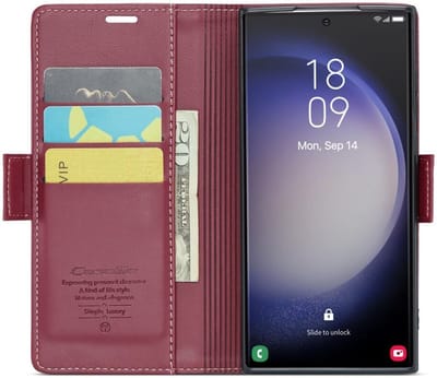 CaseMe 023 Hoesje Geschikt voor Samsung Galaxy S23 Ultra Book Case Rood